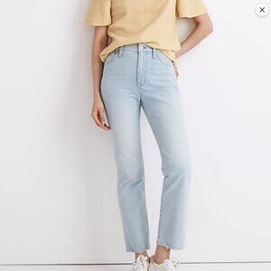 2/$30 Madewell Light Wash Slim Demi Boot Distressed Hem Jeans Size 32 #2313